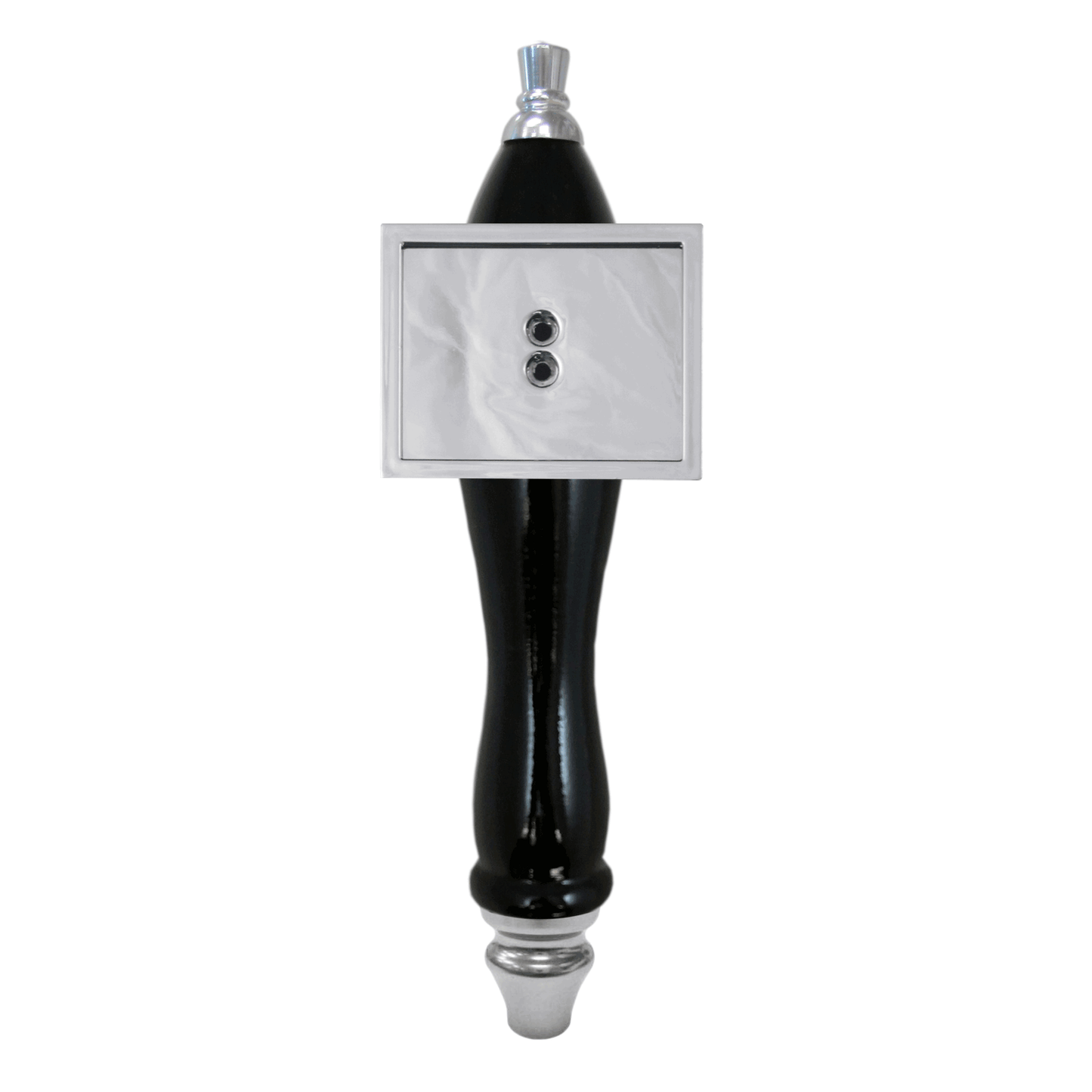 Pub Style Tap Handle, Black Finish, Seasonal Shield, Silver Plated Hardware