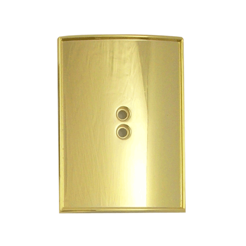 Tap Handle Shield, Curved Vertical Rectangle, Gold Plated Finish